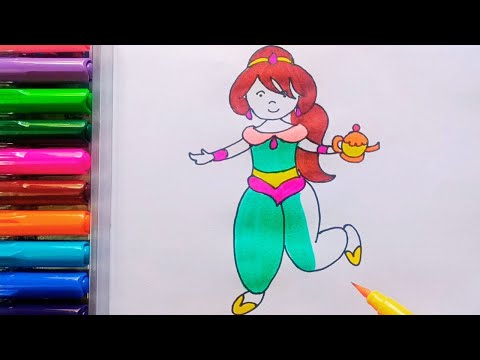 Drawing and Painting  Aladdin Jasmine Princess for Kids Toddlers | Simple Drawing, Coloring #drawing