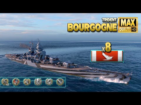 Battleship Bourgogne: Nice run on map Trident - World of Warships