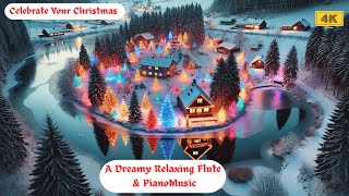 "Dreamy Christmas Flute & Piano Music | Holidays Ambience with Snowy Woods & Festive Fireworks"