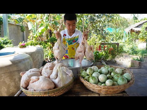 Yummy baby eggplant and chickens cooking - Chicken recipes - Chef Seyhak