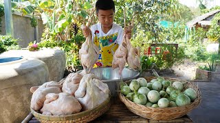 Yummy baby eggplant and chickens cooking - Chicken recipes - Chef Seyhak