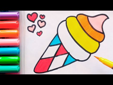 Drawing and Painting Simple Ice cream for Kids & Toddlers | Simple Drawing, Coloring #drawing