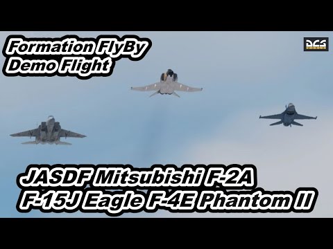 JASDF Mitsubishi F-2A F-15J Eagle F-4E Phantom II Demo Flight Formation FlyBy Landing 機動飛行　DCS World