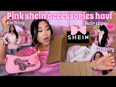 PINK SHEIN COQUETTE ACCESSORIES HAUL | 40+ items (juicy couture, purses, clothing, nails, & jewelry)