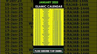 January 2025 Islamic Calendar | Islamic Calendar 2025 | #shorts