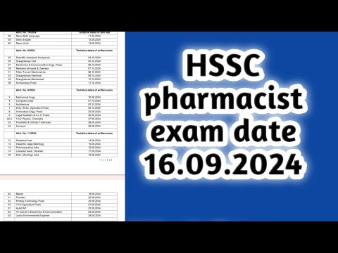 hssc pharmacist exam date 16.09.2024