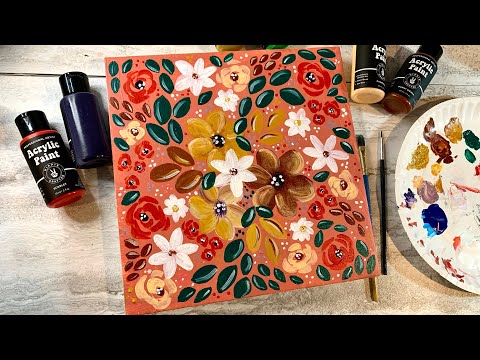 Easy Flower Painting Tutorial | Beginner Flower Painting | Acrylic Painting