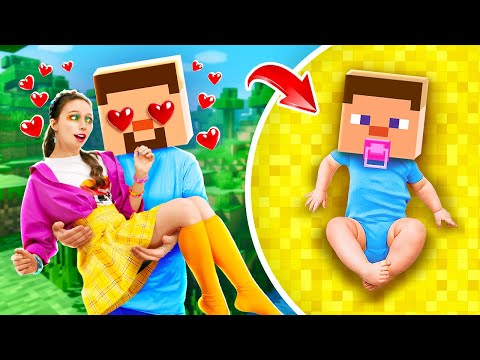 Steve from Minecraft IN REAL LIFE 😍 Useful Hacks & Funny Relatable Situations