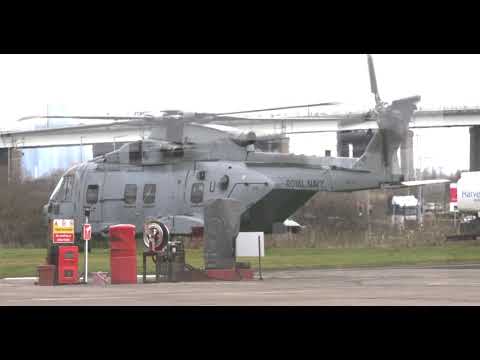 Merlin Helicopter refuelling at City Airport Manchester