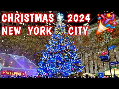 ✨️ LIVE NYC 2024 Christmas Walk: Holiday Market, Christmas Trees and Decorations 🎄🎉✨️