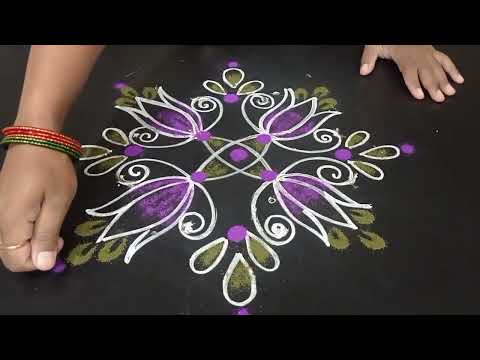 Friday lotus flower rangoli designs🌺🌺Muggulu with dots,Rangoli kolam,Daily kolam.