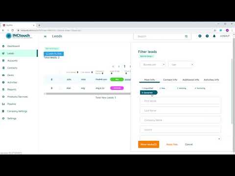 Inctouch CRM Lead Filtering