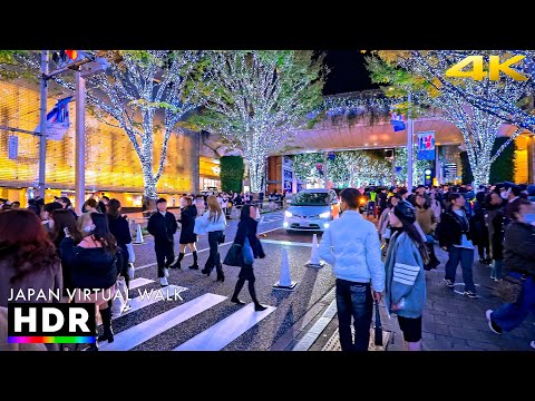 Tokyo Christmas Lights Night Walk in Roppongi Hills • 4K HDR