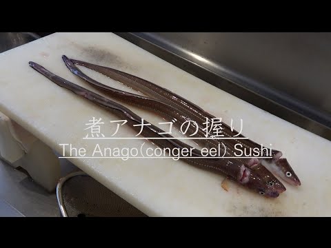 【煮アナゴ】アナゴを仕入れて仕込みから握り寿司になるまでを紹介　How to make the Ni-Anago(tasty cooked conger eel) Sushi.