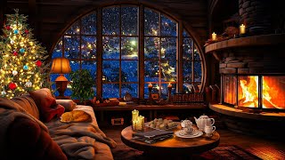 Warm Christmas ambience in the hobbit house | fireplace and snow storm | Cozy snow ASMR