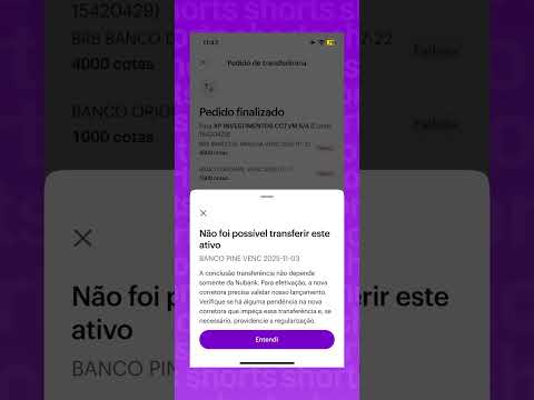 ERRO AO TRANSFERIR ATIVO - A CONCLUSÃO DA TRANSFERÊNCIA NÃO DEPENDE SOMENTE DO NUBANK #Nubank #XP