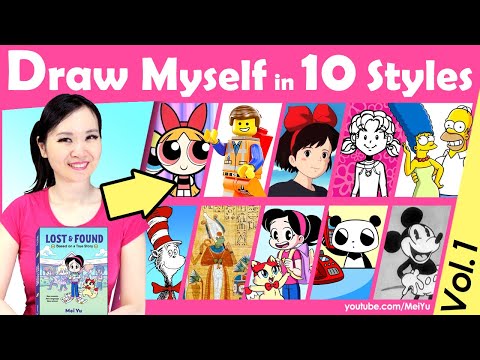 Draw Myself + My Book in 10 Art Styles | 1st Art Challenge of Its Kind! Mei Yu Lost & Found Book