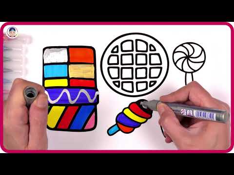 Candy Drawing and Glitter Glowing Coloring | Akn Kids House