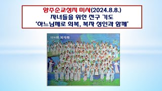 양주순교성지 미사(자녀들의 전구 기도 13시 30분 2024.8.8.'하느님께로 회복, 복자, 성인과 함께')