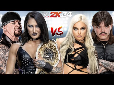 WWE 2K24 RHEA RIPLEY & THE UNDERTAKER VS. LIV MORGAN & DIRTY DOMINIK MYSTERIO MIXED GENDER TAG MATCH