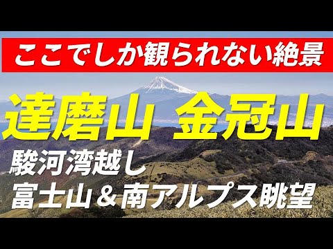 達磨山・金冠山 駿河湾越しの富士山と南アルプスの絶景 伊豆山稜線歩道 4K 2022年2月9日 Mt. Daruma A spectacular view of Mt. Fuji Suruga Bay