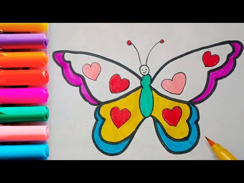 Drawing and Painting  Colorful Butterfly for Kids & Toddlers | Simple Drawing, Coloring #drawing