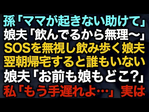 【スカッとする話】孫「ママが起きない助けて」娘夫「飲んでるから無理〜」SOSを無視し飲み歩く娘夫　翌朝帰宅すると誰もいない　娘夫「お前も娘もどこ？」私「もう手遅れよ…」実は【修羅場】