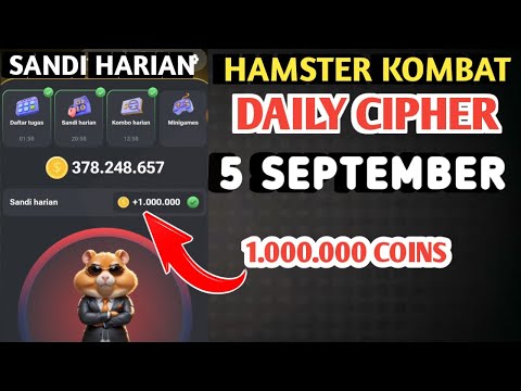 SANDI HARIAN HAMSTER KOMBAT HARI INI 5 SEPTEMBER 2024 | HAMSTER KOMBAT DAILY CIPHER TODAY CODE