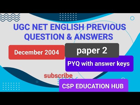 UGC NET ENGLISH DECEMBER 2004 QP with answer#ntanet #ntanetenglish #cspkarthi6 #csp #pyq #pyqs #ugc