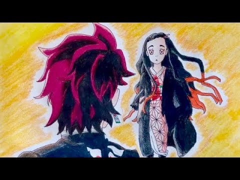 Drawing Nezuko and Tanjiro from Demon Slayer (Kimetsu no Yaiba)