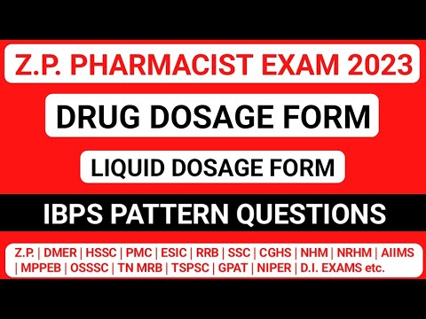 ZP PHARMACIST IBPS PATTERN QUESTIONS | DRUG DOSAGE FORMS MCQS | LIQUID DOSAGE FORM MCQS