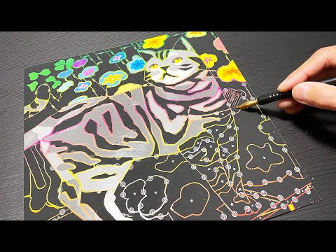 黙々と削ること2時間 スクラッチアートは時間泥棒だった！ Exploring Color : Scratch Art