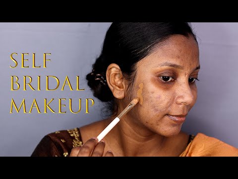 Self South Indian Bridal Makeup / Self Makeup For Beginners/ Dark Skin Makeup/ Cut Crease Eyemakeup