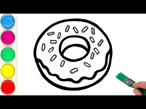 Donut Drawing, Painting and Coloring for Kids, Toddlers | Learn How to Draw Food