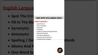 ssc mts english syllabus 2024 #sscmts2024