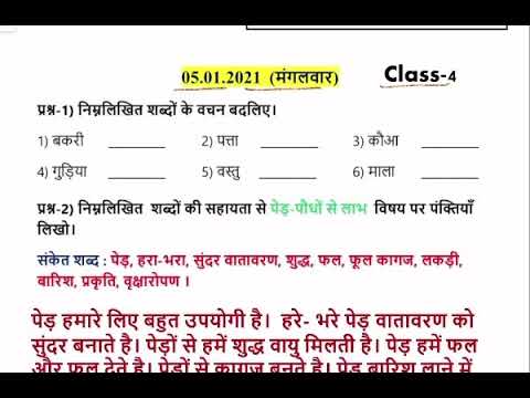 Class 4-Hindi & Maths l Holiday Homework Solution | Date-5.01.2021