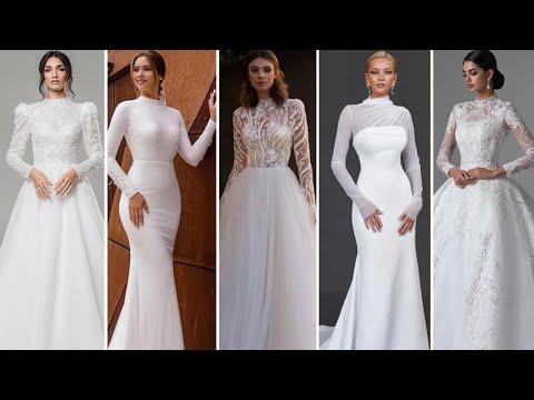 100+ High Neck Long Sleeve Wedding Dress Designs and Styles for 2024