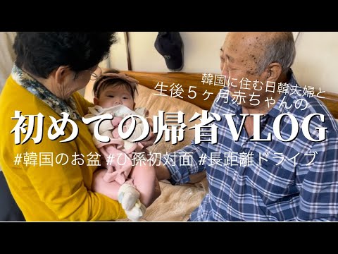 【生後５ヶ月】韓国で暮らす赤ちゃん初めての帰省　#ひ孫初対面 #チュソク #日韓夫婦 #ハーフベビー #한일부부 #5개월아기