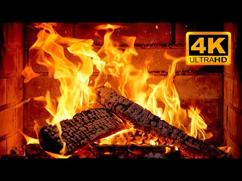 🔥 Fireplace 4K ULTRA HD! Fireplace with Crackling Fire Sounds. Fireplace Burning for Home