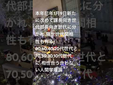 本年巳年1月9日③/新たに改めて課長向き世代や部長向き世代/隔世遺伝ならぬ隔世世代間相性合う合わない人間学理論。木を見て林派80,60,40,20代世代、木を見て森派70,50,30,10代世代の相性