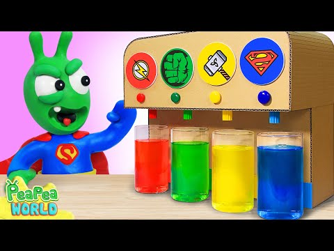 Trouble With Superhero Juice Vending Machine 🍉 Cartoon For Kids ❤️ Pea Pea World