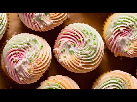 Rainbow Sherbet Cupcakes