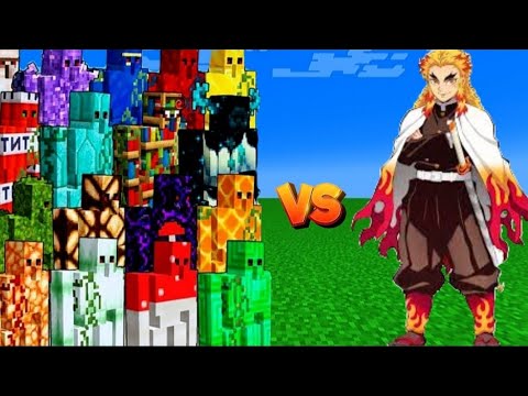 Kyōjurō Rengoku vs 120 DIFFERENT GOLEMS - EPIC MINECRAFT BATTLE