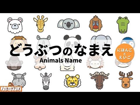 【20種類】動物のなまえわかるかな？【日本語と英語】Animals Name for Kids | Japanese and English