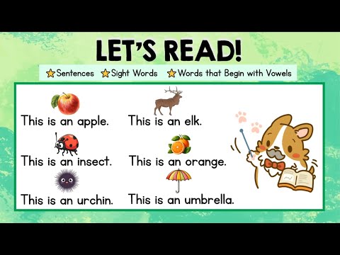 Reading for Grade 1 | "This is an" Sentences | Sight Words | Vowel Letters