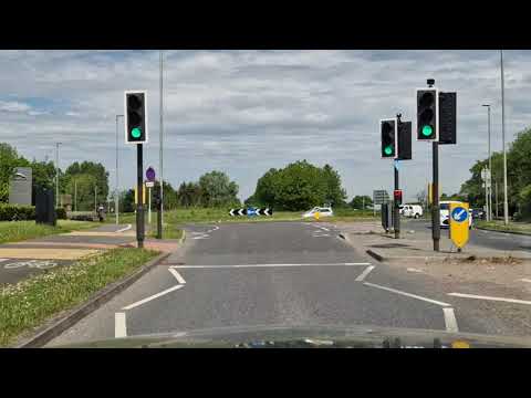 Crewe Green Roundabout from University Way, 3rd Exit to Leighton Hospital, Crewe Driving Test Route