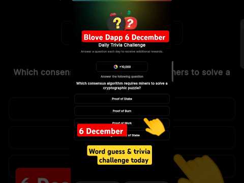 6 December Blove Dapp Daily Word Guess today & trivia challenge #blovedapp #wordguess #blovenetwork