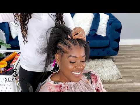 Straight back stitch braids/feedin braids/how to do 6 stitch braids