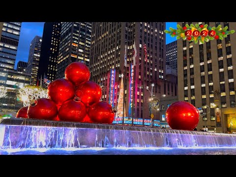 NYC Christmas ✨ Radio City | Saks 5th Avenue Lights & Window | 6th Avenue Christmas Decorations 2024