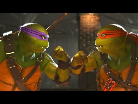 Injustice 2 - TMNT Donatello Vs Michelangelo -  All Intro Dialogue/All Clash Quotes, Super Moves